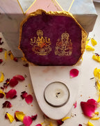 Laxmi Ganesha Agate with Marble Base Front Side Tealight-Pink