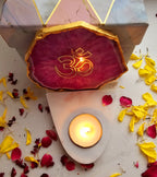 OM Agate with Marble Base Front Side Tealight-Pink