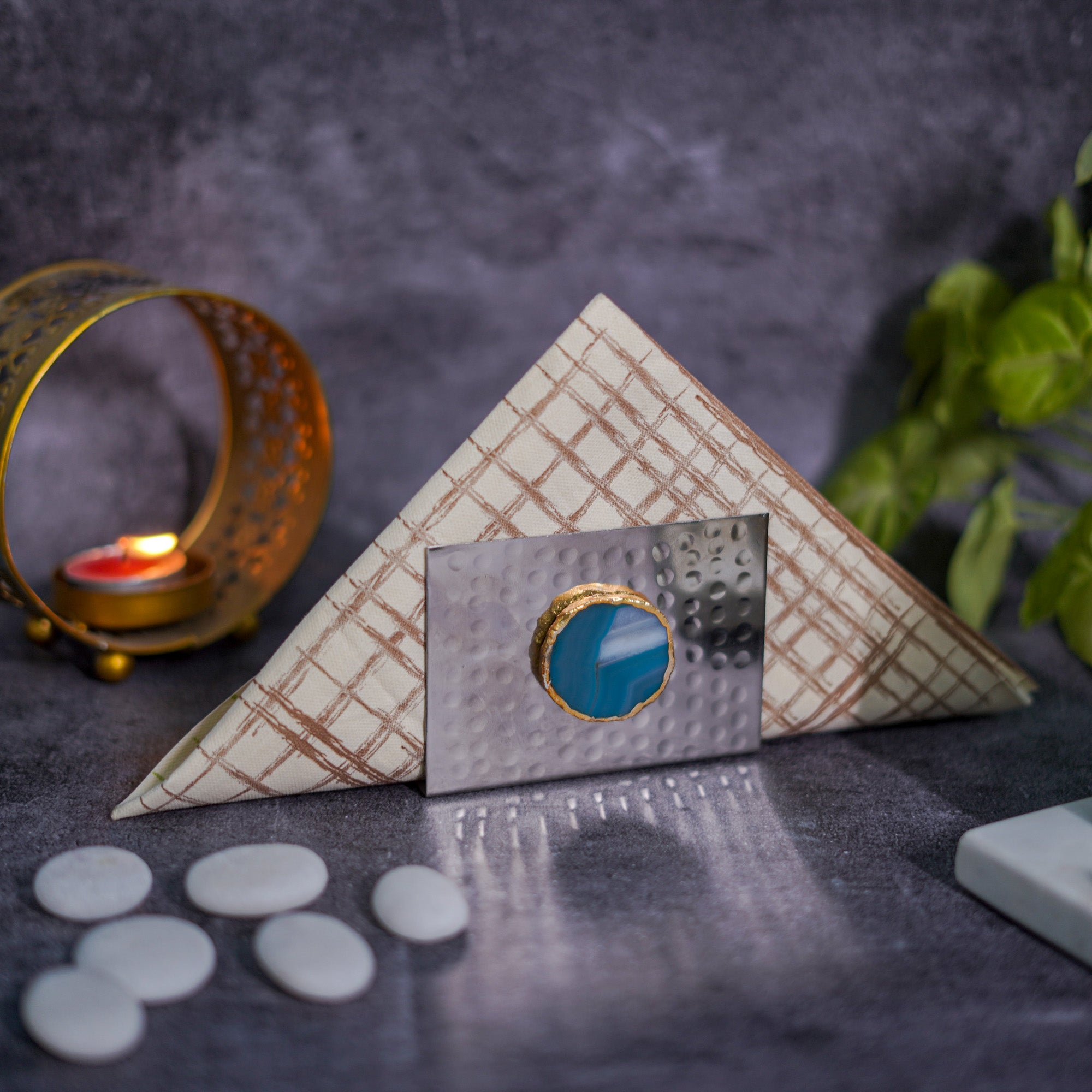 Metal Tissue Holder with Agate