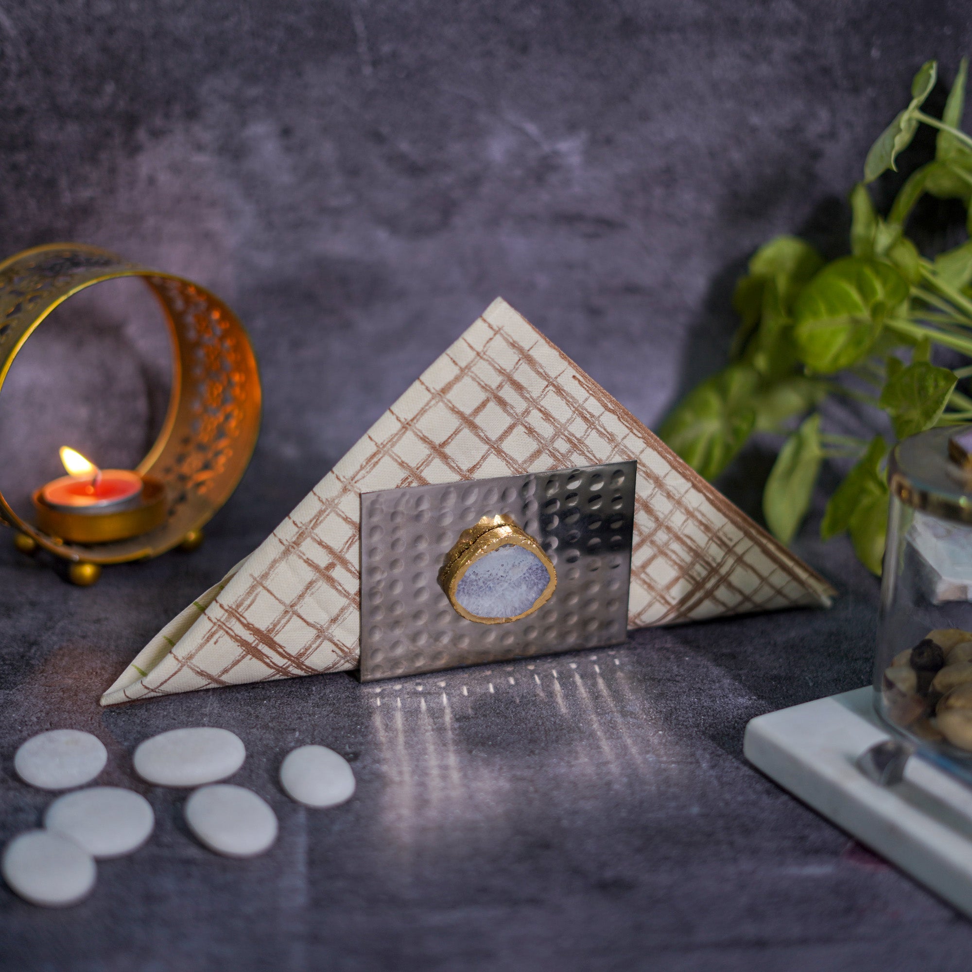 Metal Tissue Holder with Agate