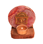 Agate Narayan Wooden Tealight - Pink