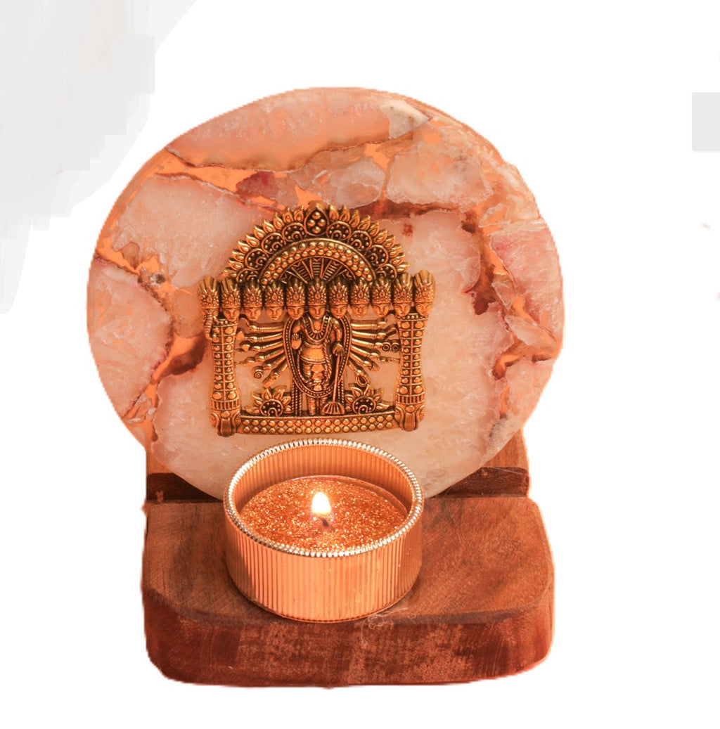 Agate Narayan Wooden Tealight - White