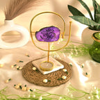 Agate OM Oval Shape Metal Showpiece- Purple