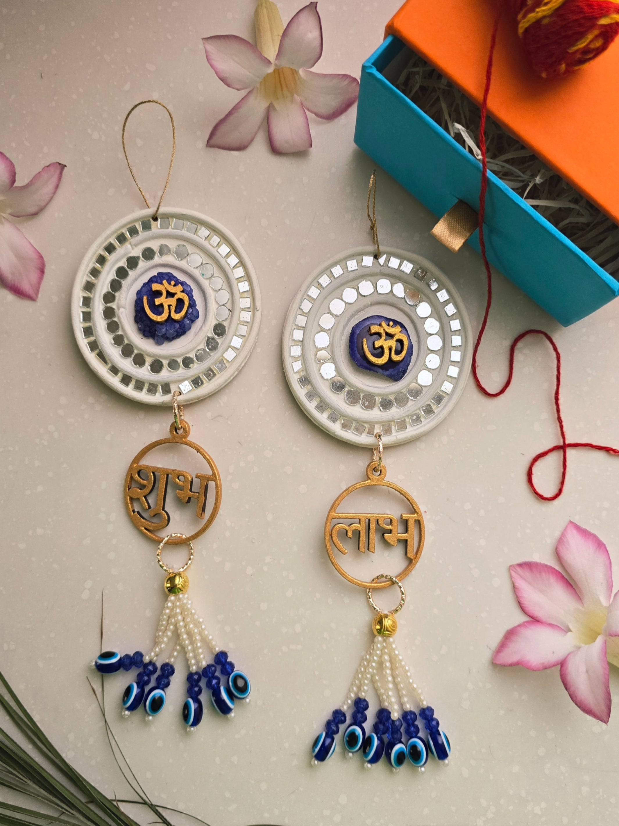 Blue Shubh Labh Om Door Hangings