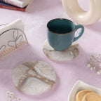 White Agate Round Resin Coaster Set of 2