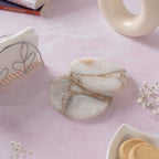 White Agate Round Resin Coaster Set of 2