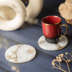 White Agate Round Resin Coaster Set of 2
