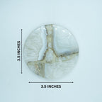 White Agate Round Resin Coaster Set of 2