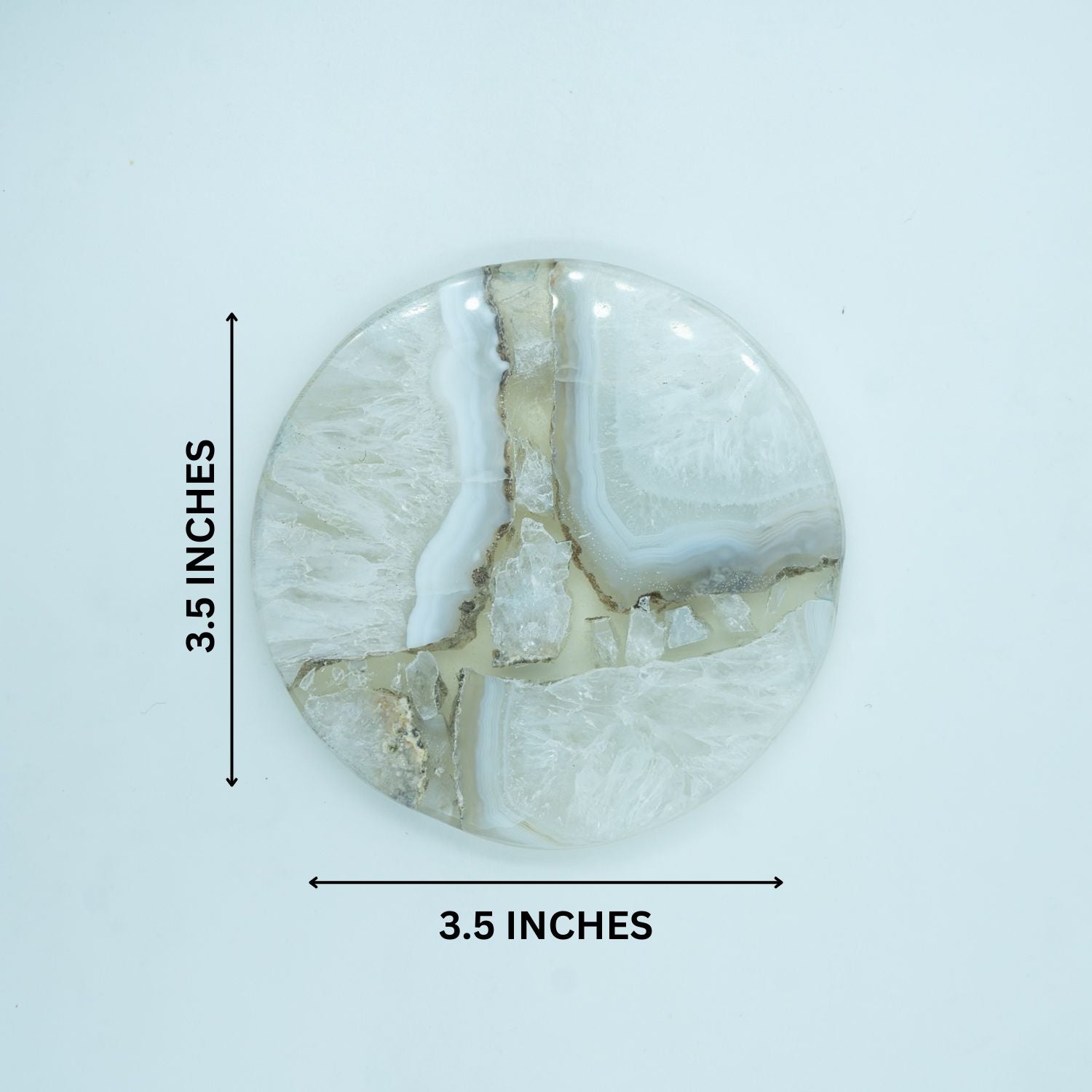 White Agate Round Resin Coaster Set of 2