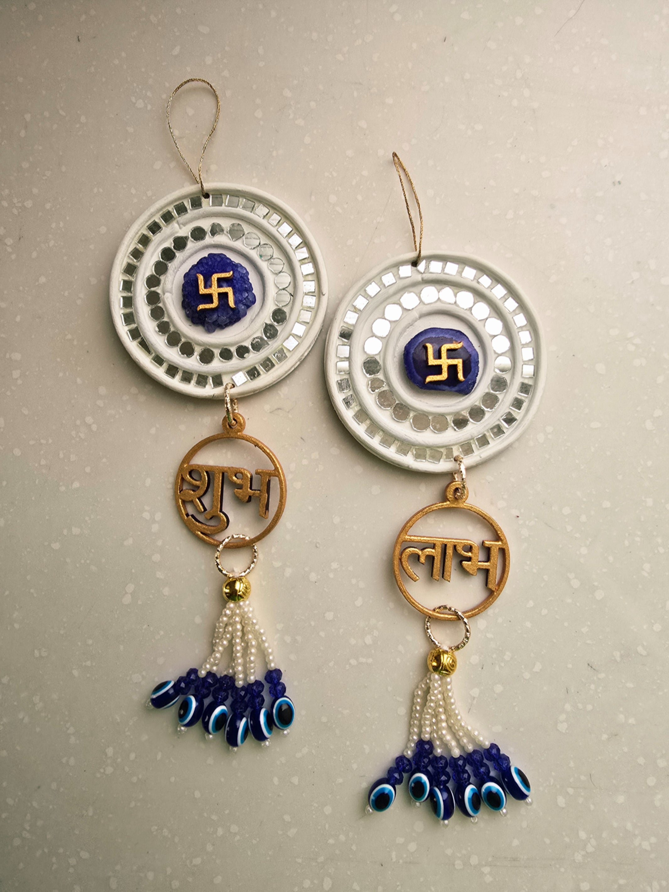 Blue Shubh Labh swastika Door Hangings