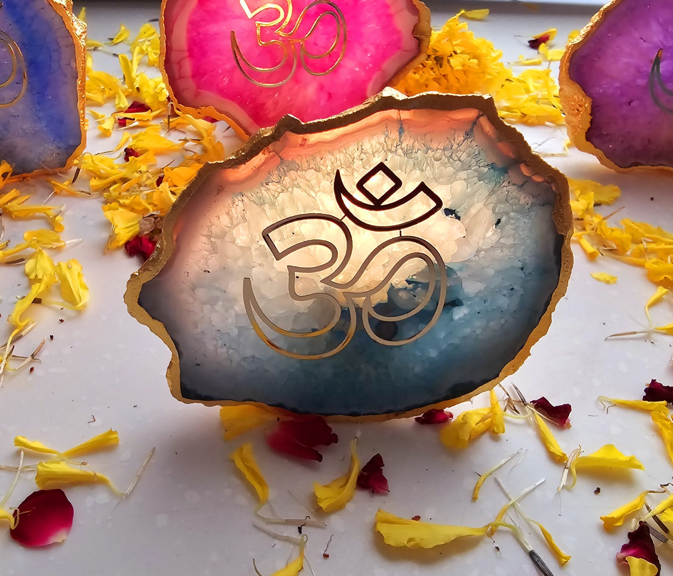 Agate OM Small Back Side Tealight- Turquoise