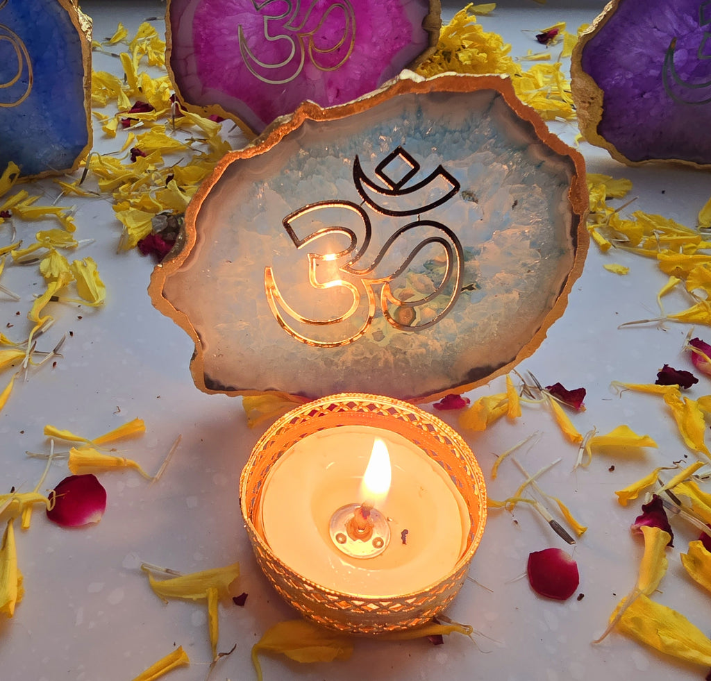 Agate OM Small Back Side Tealight- Turquoise