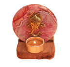 Agate Ganesha Wooden Tealight - Pink