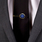Blue Solar Agate Gold Plated Tie Pin