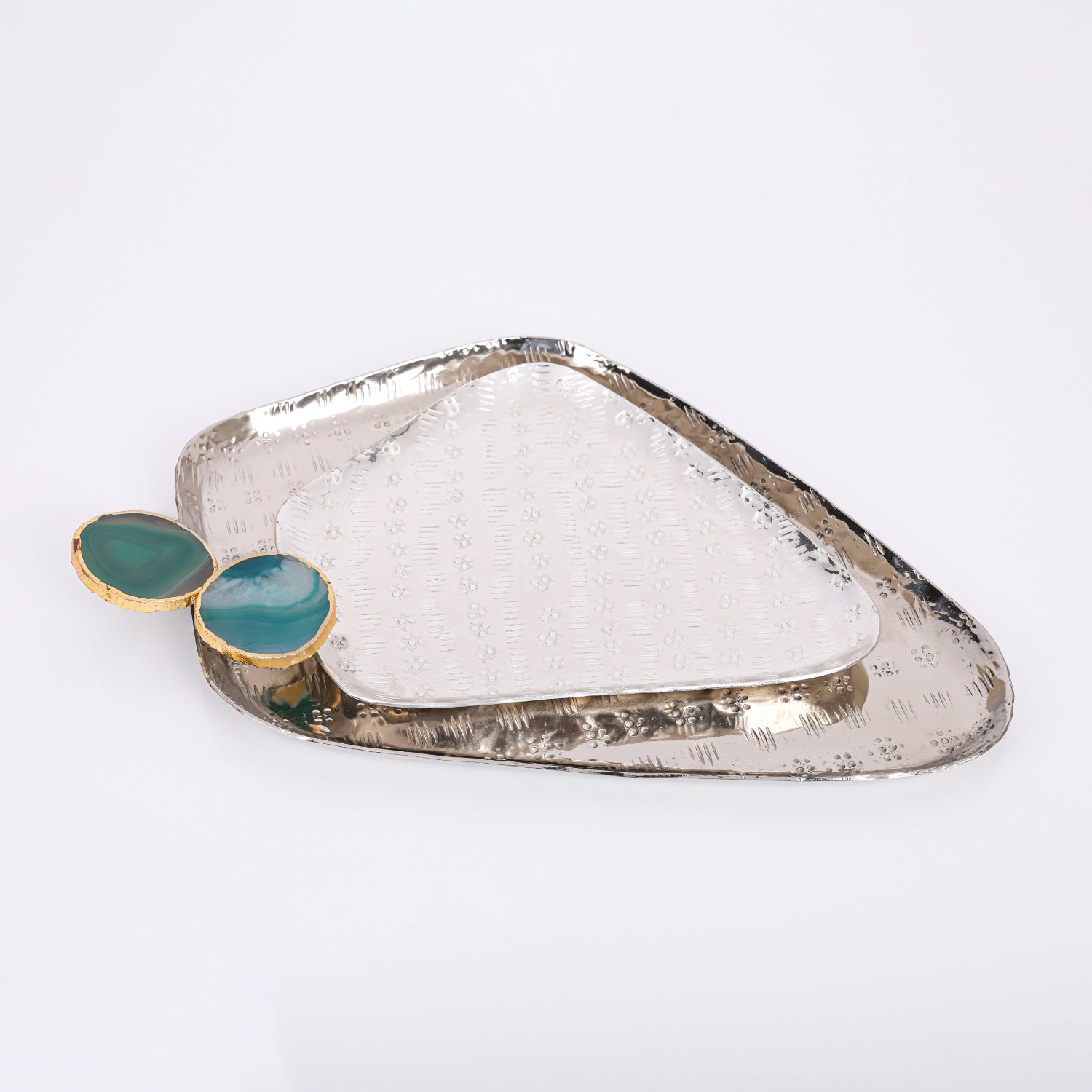 Green Agate Metal Serving Tray