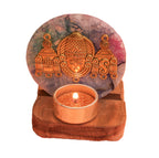 Agate Venkateshwar Wooden Tealight - Mixed Agate