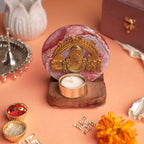 Agate Venkateshwar Wooden Tealight - Pink