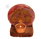 Agate Venkateshwar Wooden Tealight - Pink