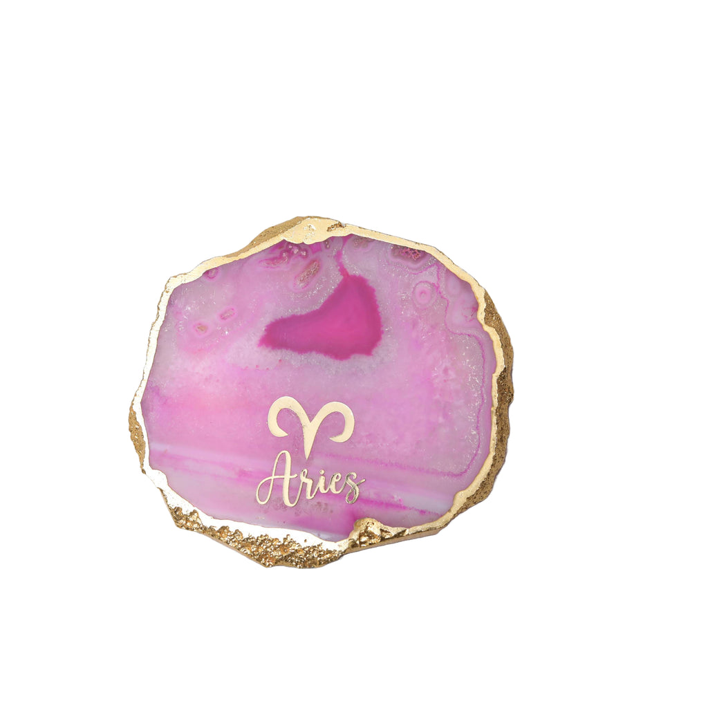 Agate Zodiac Coaster Aries-Pink