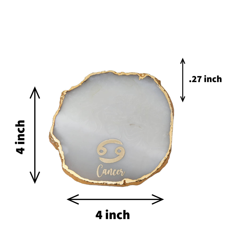 Agate Zodiac Coaster Cancer-Natural White