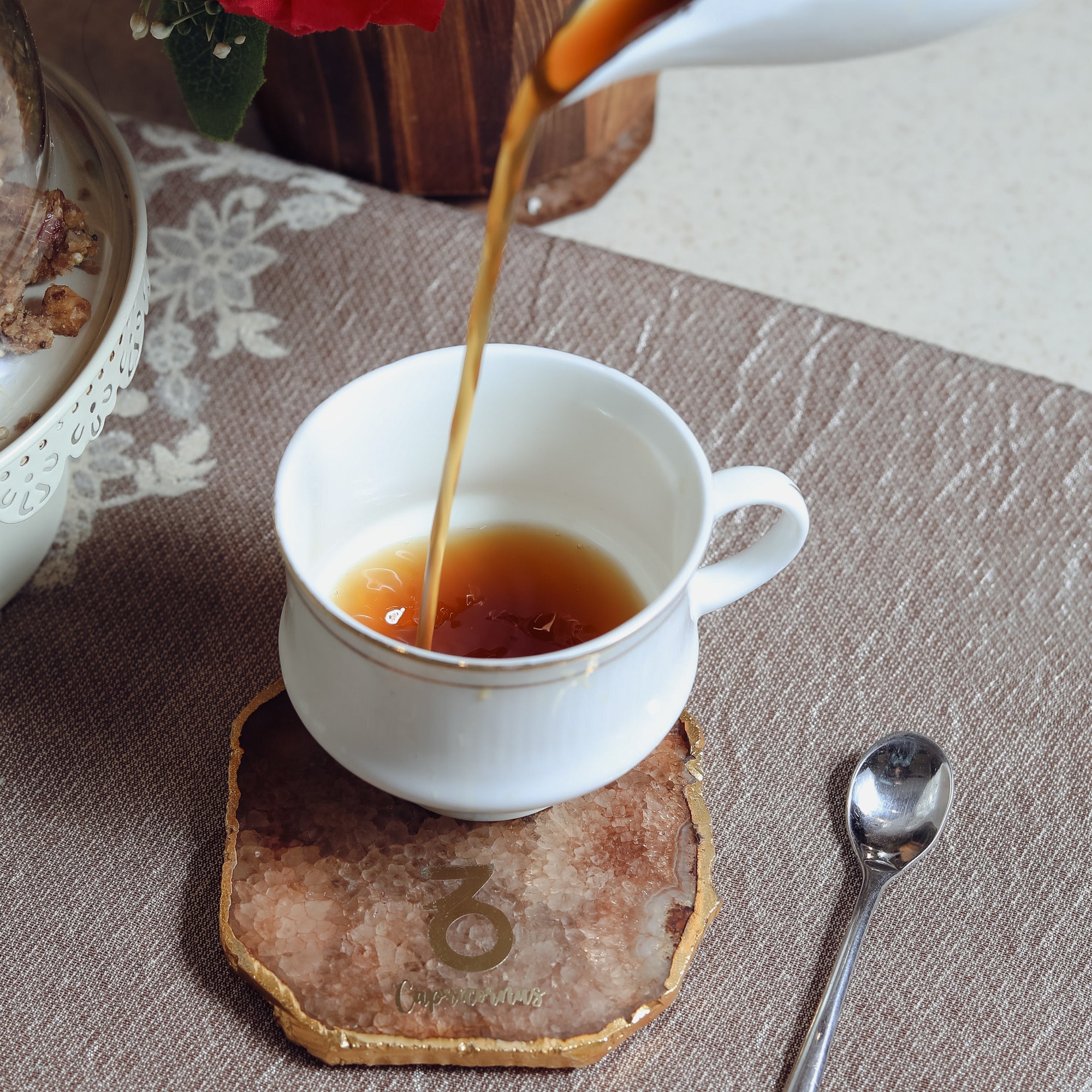 Agate Zodiac Coaster Capricorn-Brown