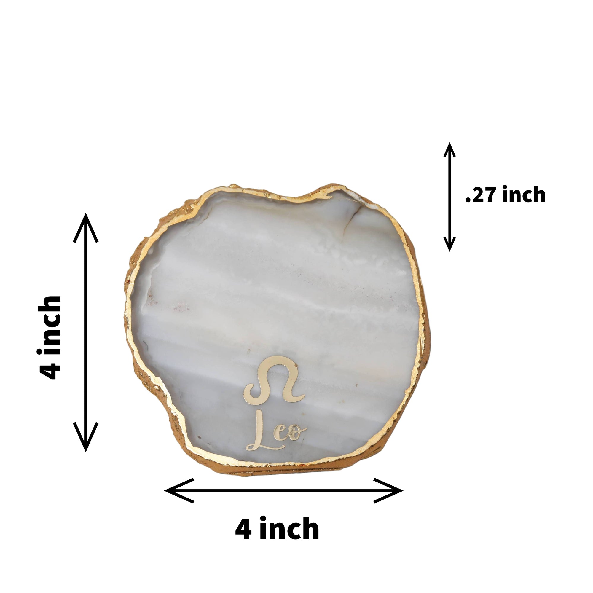 Agate Zodiac Coaster Leo-Natural White