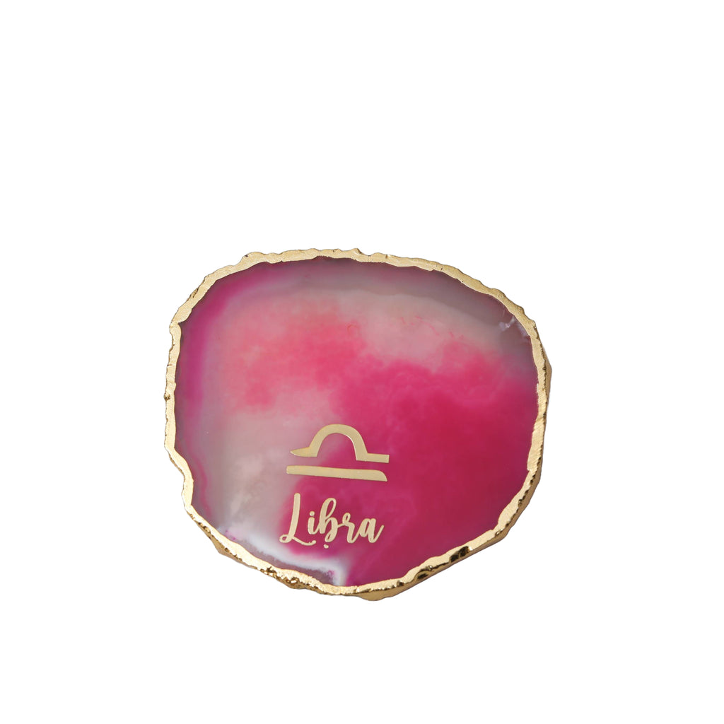 Agate Zodiac Coaster Libra-Pink