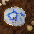 Agate Zodiac Coaster Pisces-Blue