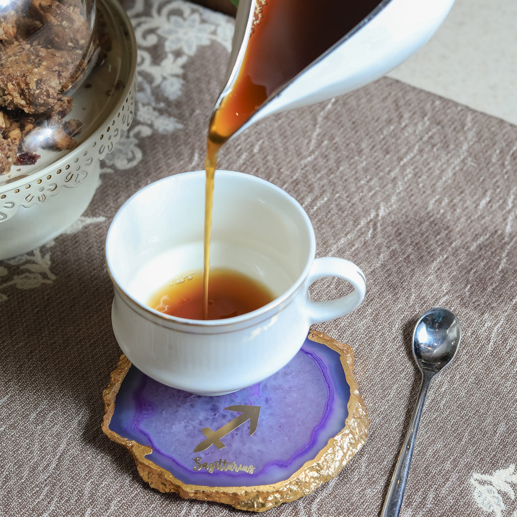 Agate Zodiac Coaster Sagittarius-Purple