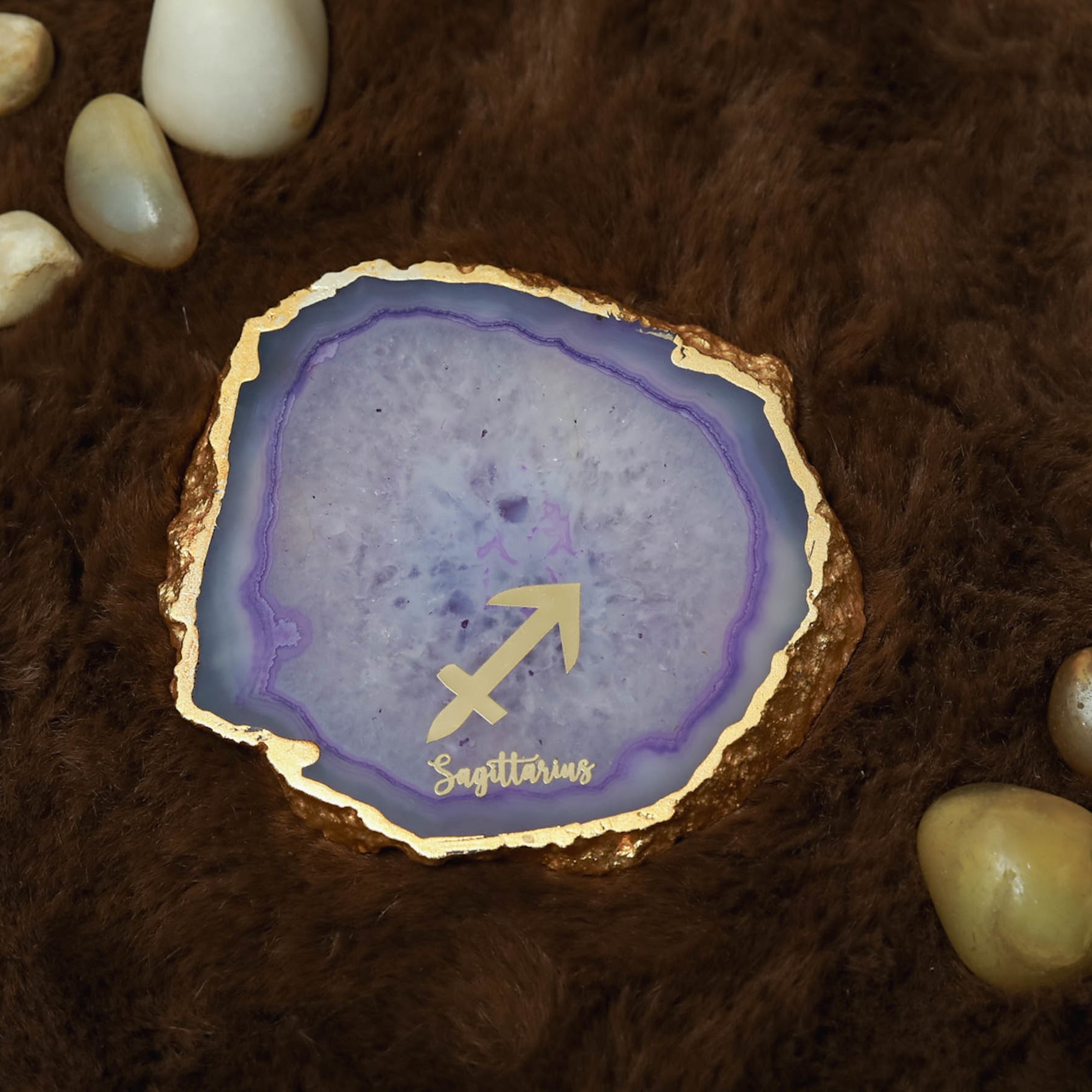 Agate Zodiac Coaster Sagittarius-Purple