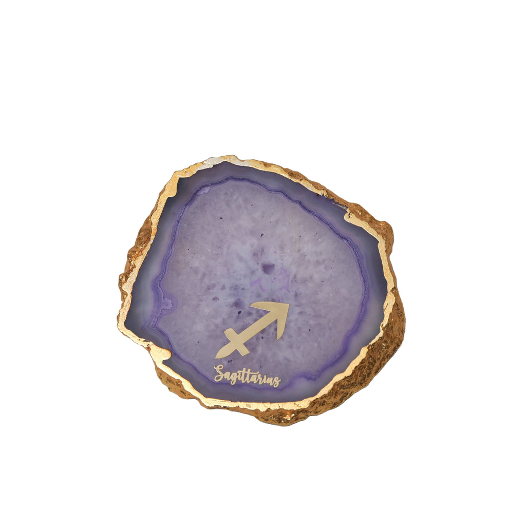 Agate Zodiac Coaster Sagittarius-Purple