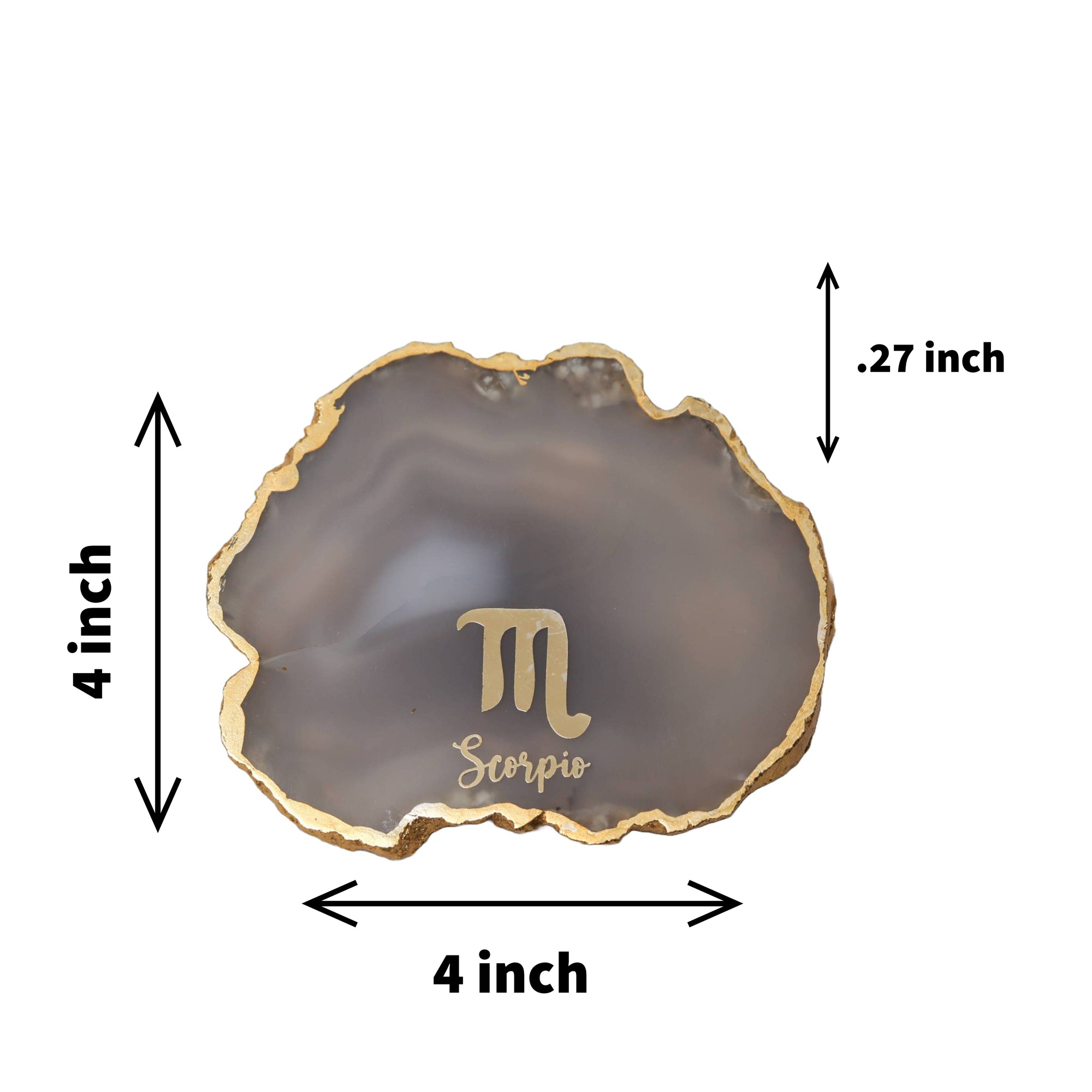 Agate Zodiac Coaster Scorpio-Natural White