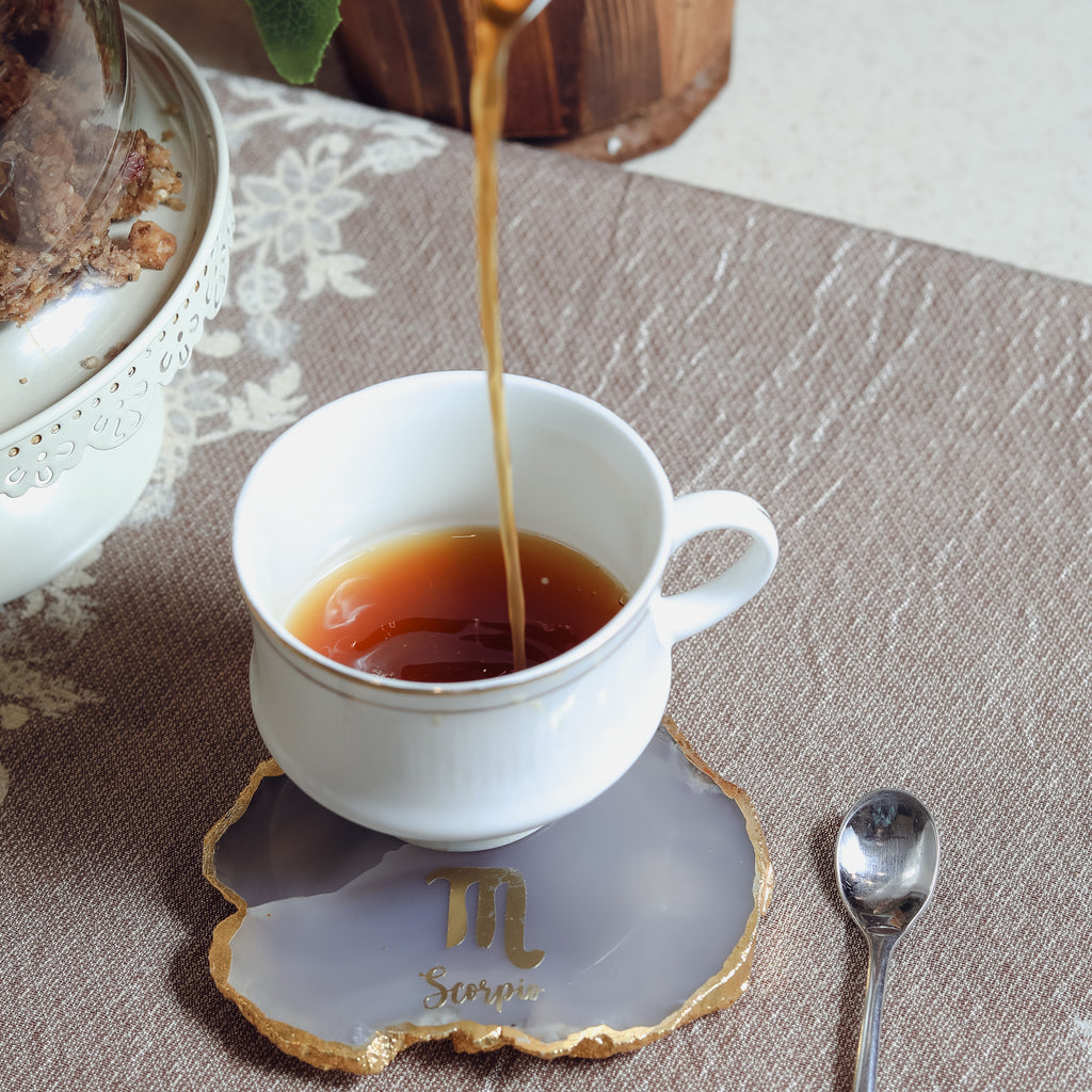 Agate Zodiac Coaster Scorpio-Natural White