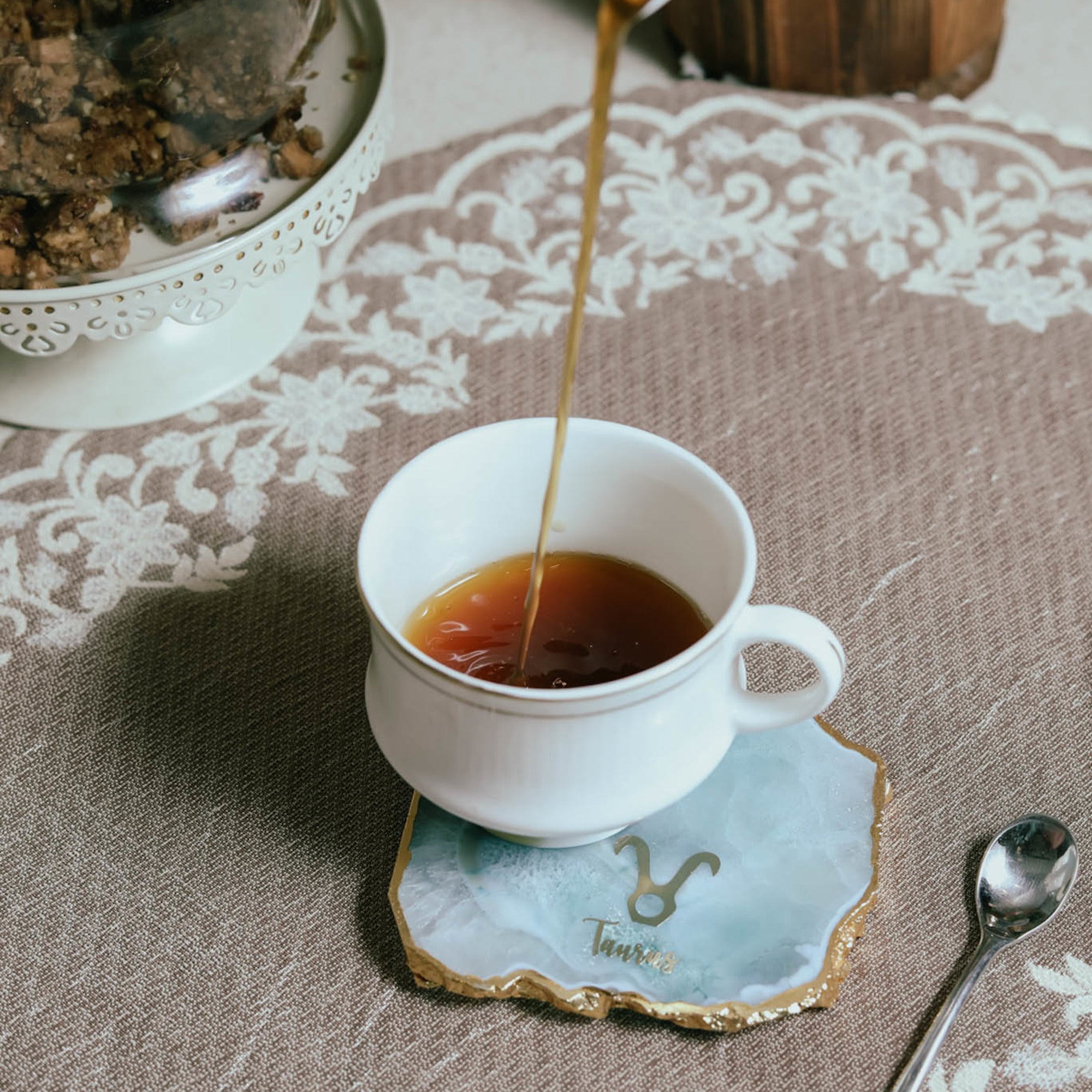 Agate Zodiac Coaster Taurus-Turquoise