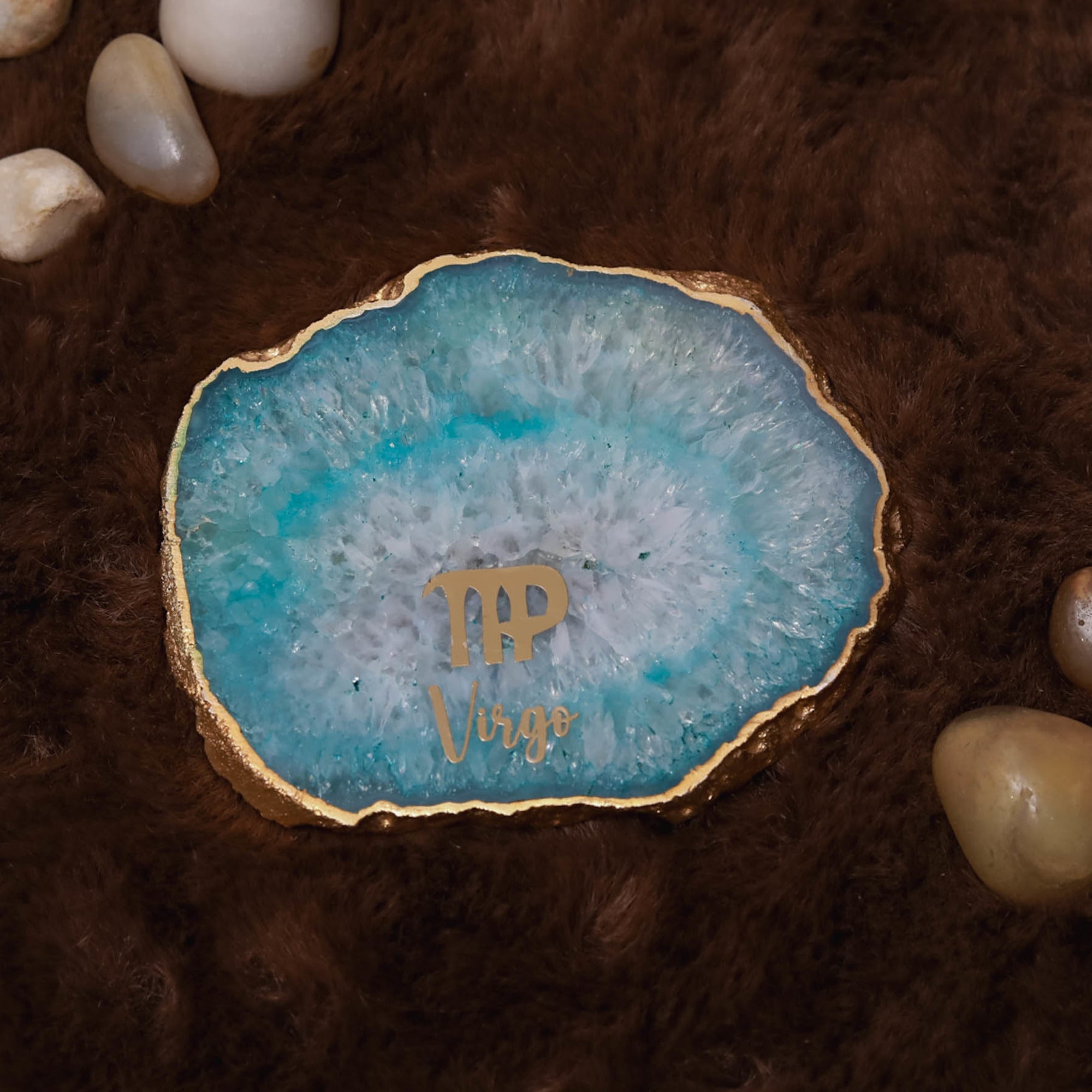 Agate Zodiac Coaster Virgo-Turquoise