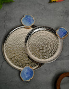 Round Aluminum Tray with Green Agate