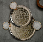 Round Aluminum Tray with Turquoise Agate