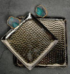 Square Aluminum Tray with Pink Agate