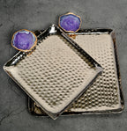Square Aluminum Tray with White Agate