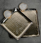 Square Aluminum Tray with Pink Agate