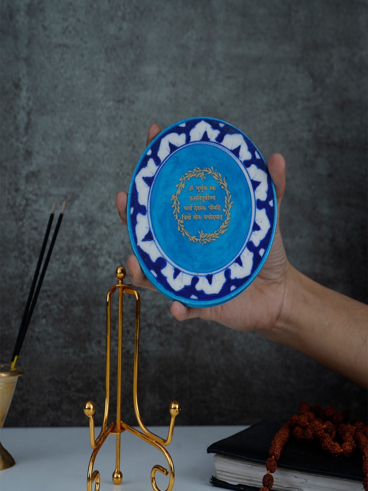 Ganesha Handcrafted Blue Pottery Showpiece