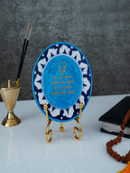 Gayatri Mantra Handcrafted Blue Pottery Showpiece