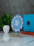 Good Vibes Only Handcrafted Blue Pottery Showpiece