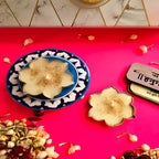 Blue Pottery Choki And Candle Set