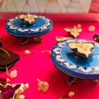 Blue Pottery Choki (Set Of 2) And Candle (Set Of 4) Combo