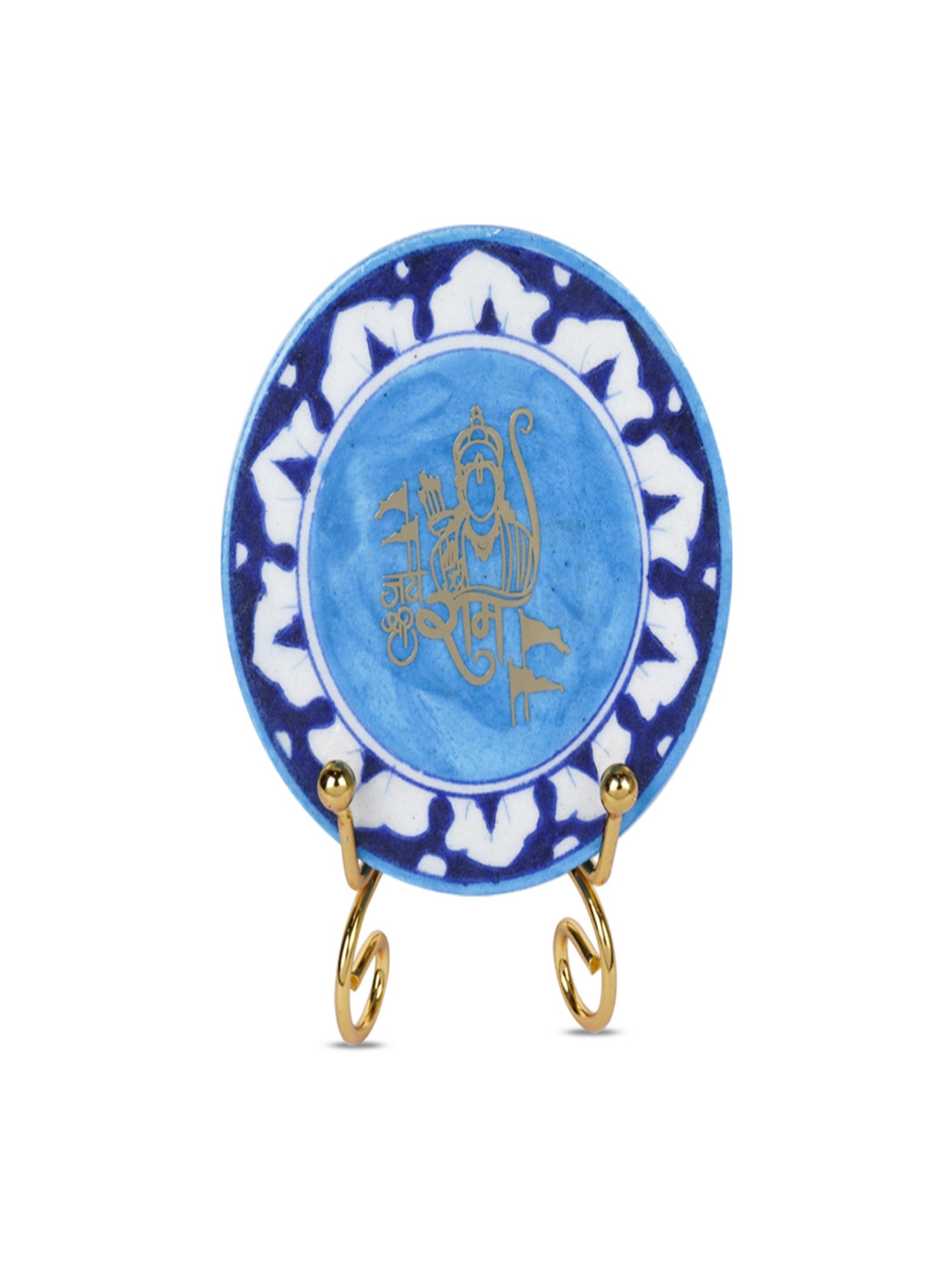 Jai Shree Ram Handcrafted Blue Pottery Showpiece