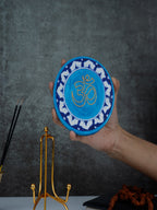 Om Handcrafted Blue Pottery Showpiece
