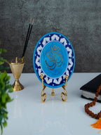Om Handcrafted Blue Pottery Showpiece