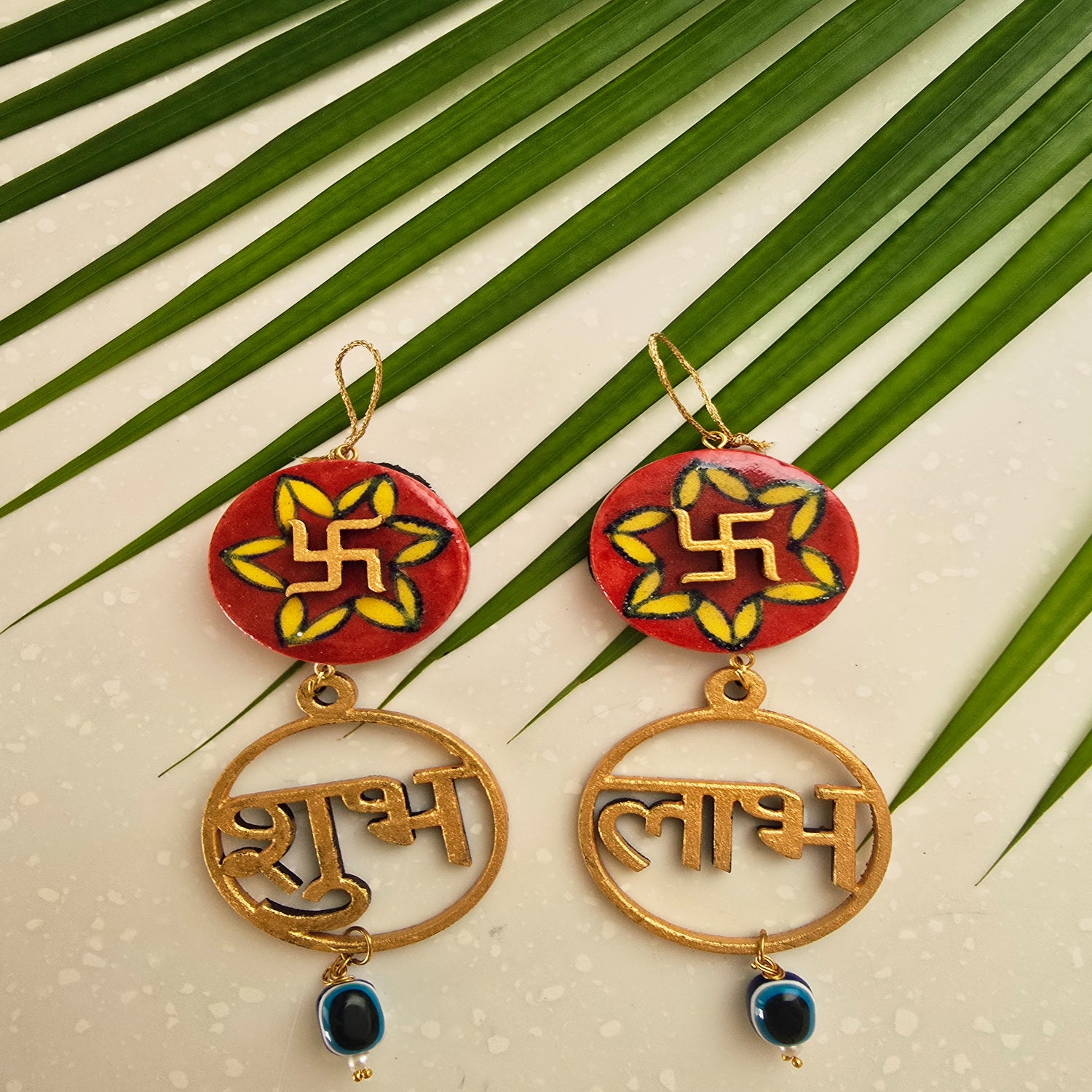 Blue Pottery Swastik Shubh Labh Door Hangings