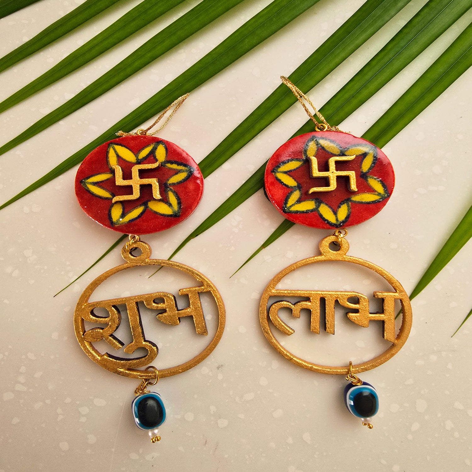 Blue Pottery Swastik Shubh Labh Door Hangings